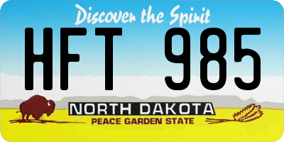 ND license plate HFT985