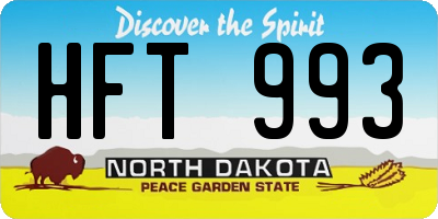 ND license plate HFT993