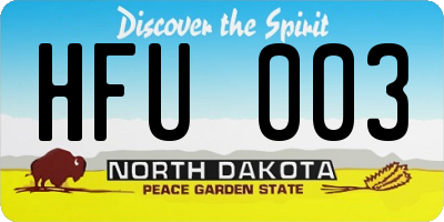 ND license plate HFU003