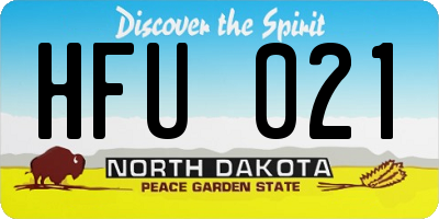 ND license plate HFU021