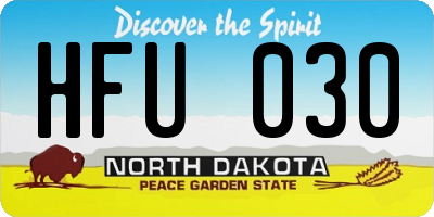 ND license plate HFU030
