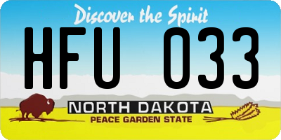ND license plate HFU033