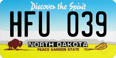 ND license plate HFU039