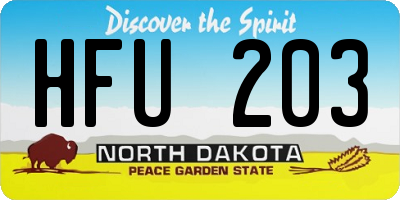 ND license plate HFU203