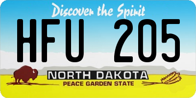 ND license plate HFU205