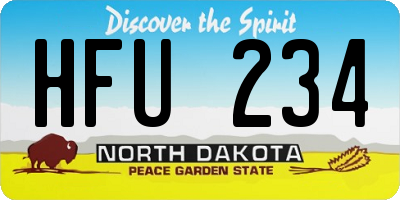 ND license plate HFU234