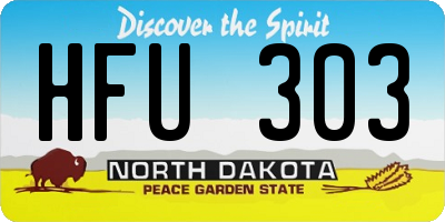 ND license plate HFU303
