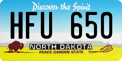 ND license plate HFU650