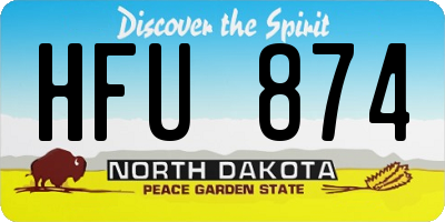 ND license plate HFU874