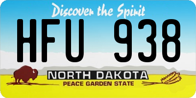 ND license plate HFU938