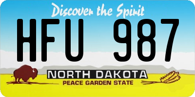 ND license plate HFU987