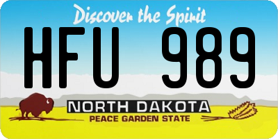 ND license plate HFU989