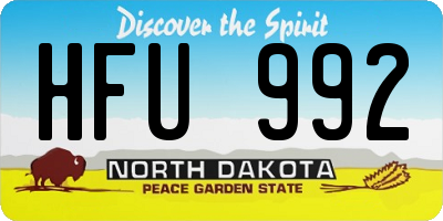ND license plate HFU992