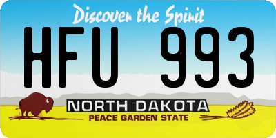 ND license plate HFU993