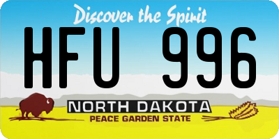 ND license plate HFU996