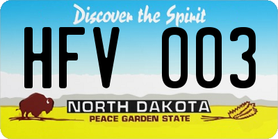 ND license plate HFV003