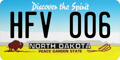 ND license plate HFV006