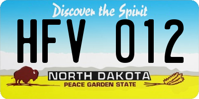 ND license plate HFV012