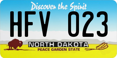 ND license plate HFV023