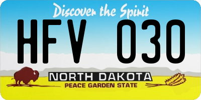 ND license plate HFV030