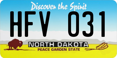 ND license plate HFV031