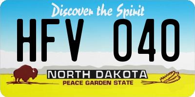ND license plate HFV040