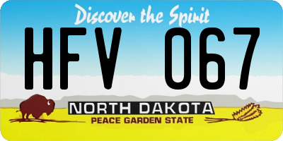 ND license plate HFV067