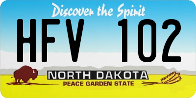 ND license plate HFV102