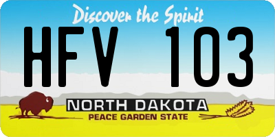 ND license plate HFV103