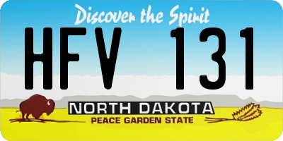 ND license plate HFV131