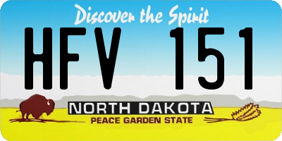 ND license plate HFV151