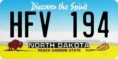 ND license plate HFV194
