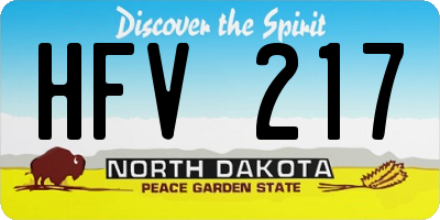 ND license plate HFV217