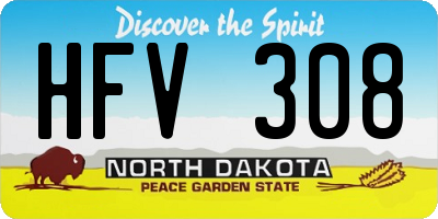 ND license plate HFV308