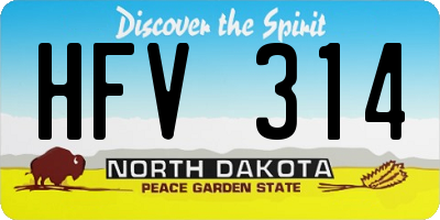 ND license plate HFV314