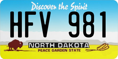 ND license plate HFV981