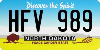 ND license plate HFV989
