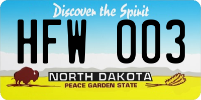 ND license plate HFW003