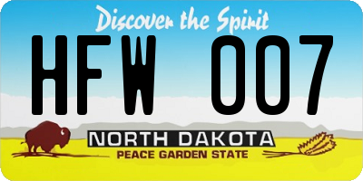 ND license plate HFW007