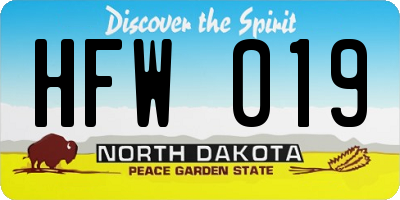 ND license plate HFW019
