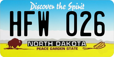 ND license plate HFW026