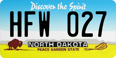 ND license plate HFW027