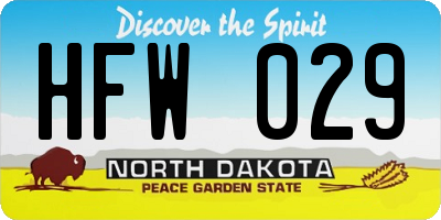 ND license plate HFW029