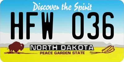 ND license plate HFW036