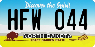 ND license plate HFW044