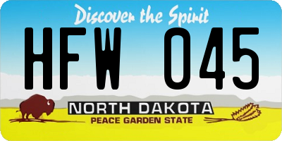 ND license plate HFW045