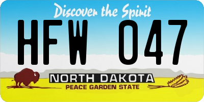 ND license plate HFW047