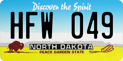 ND license plate HFW049