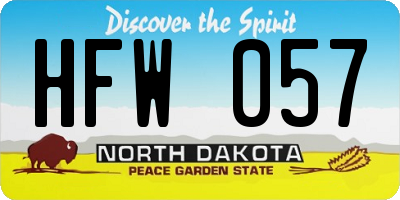 ND license plate HFW057