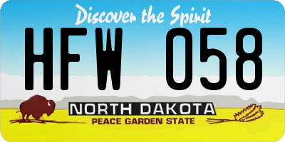 ND license plate HFW058